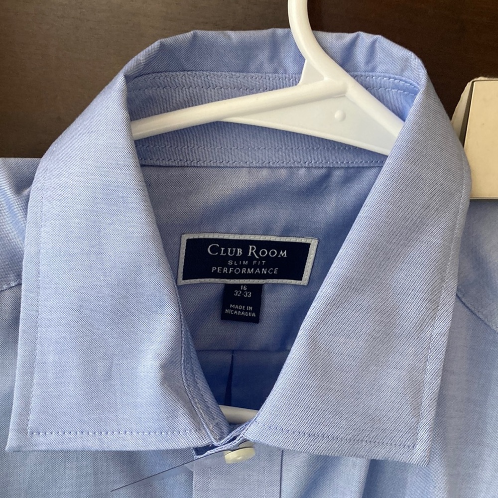 Club Room Blue Dress Shirt with Spread Collar